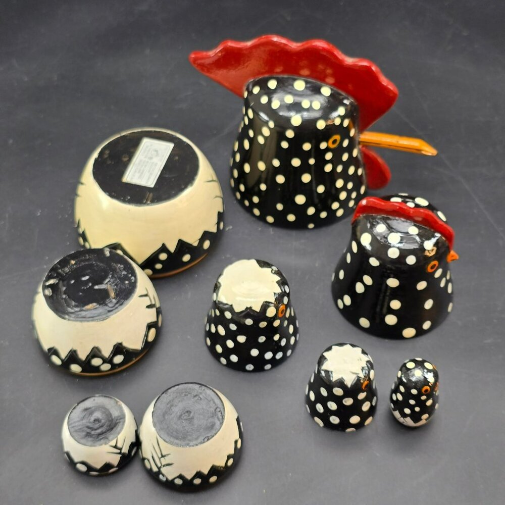 Polka Dot Wooden Chicken Nesting Dolls Set By Authentic Models 5" CR2031 - Picture 9 of 13